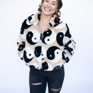 Ying Yang Faux Fur Jacket
